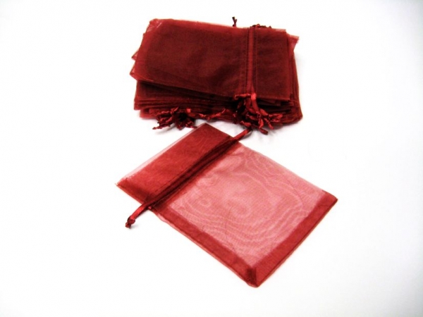 Organza Säckchen Rot mit Zugband 12x 10 cm
